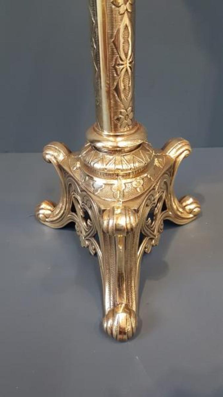 Large Pair of Victorian Brass Pricket Candlesticks  - Image 6