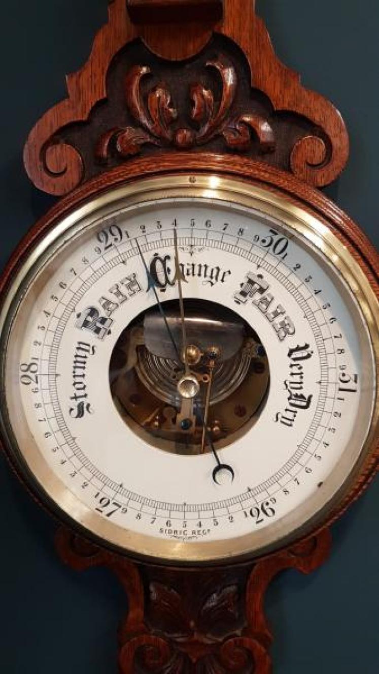 Victorian Solid Oak Cased Banjo Barometer  - Image 2