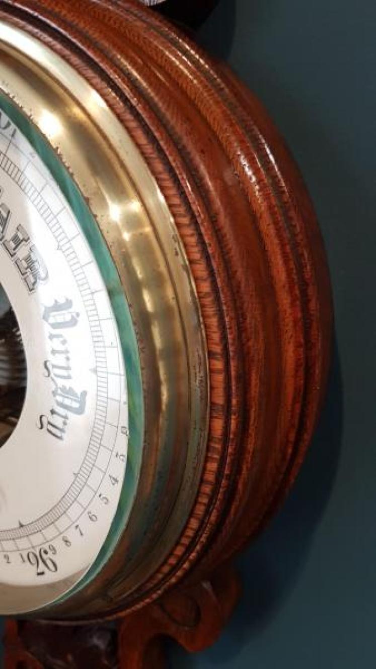 Victorian Solid Oak Cased Banjo Barometer  - Image 3