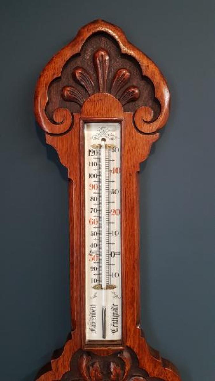 Victorian Solid Oak Cased Banjo Barometer  - Image 6