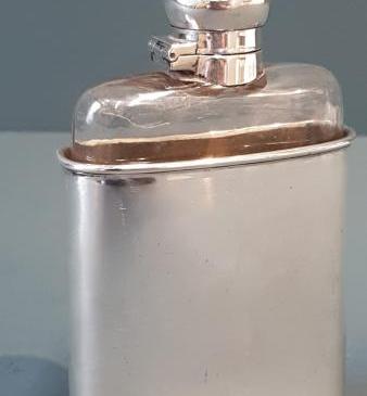 Edwardian Silver Kidney Shaped Hip Flask