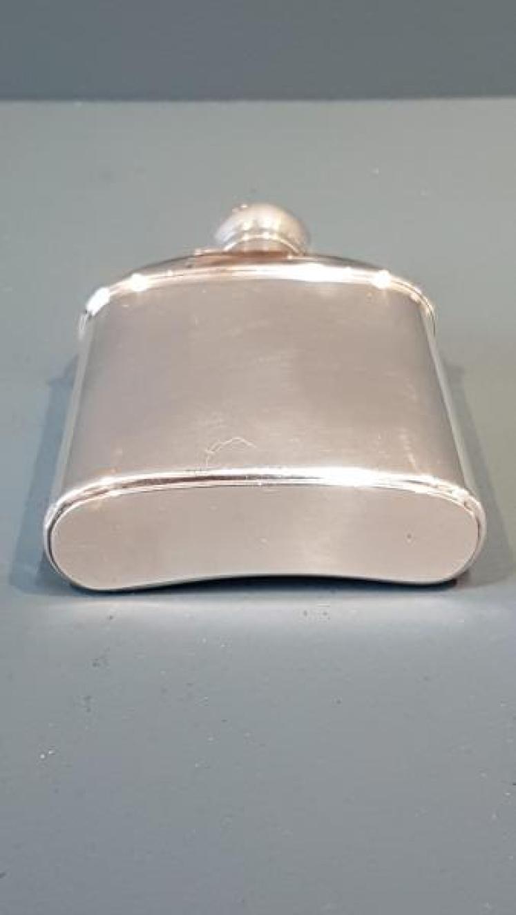 Edwardian Silver Kidney Shaped Hip Flask - Image 6
