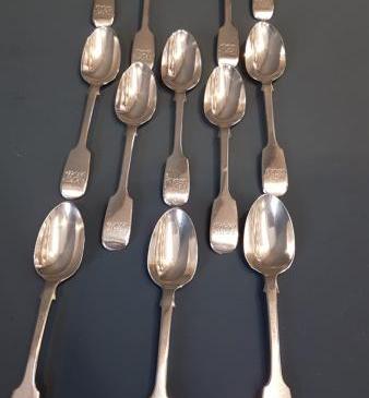 12 Early Victorian Silver Teaspoons