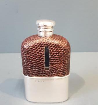 Victorian Silver and Lizard Skin Hip Flask