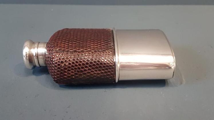 Victorian Silver and Lizard Skin Hip Flask - Image 2