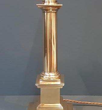 Edwardian Brass Column Table Lamp