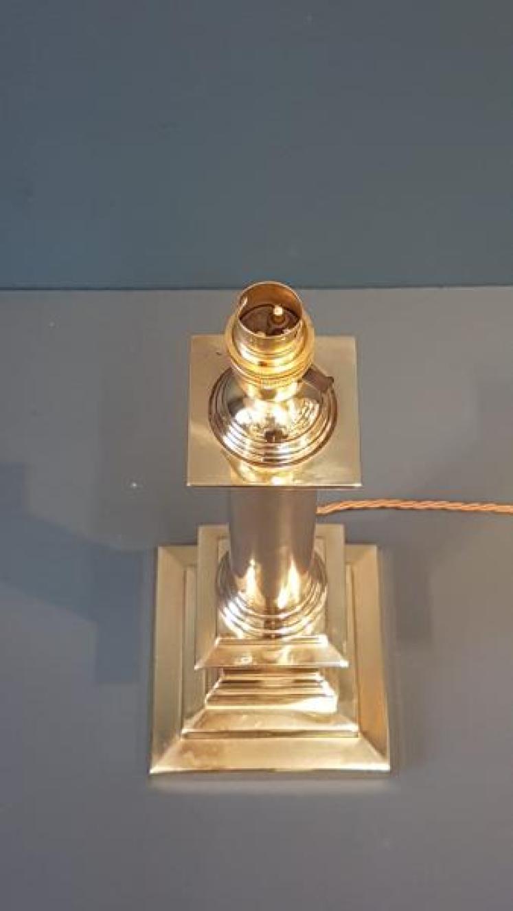 Edwardian Brass Column Table Lamp - Image 2