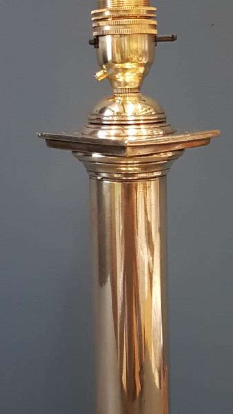 Edwardian Brass Column Table Lamp - Image 4