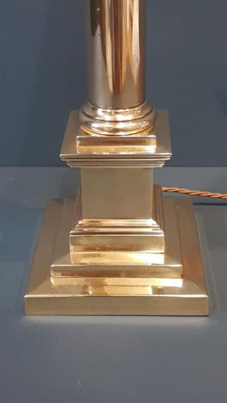 Edwardian Brass Column Table Lamp - Image 6