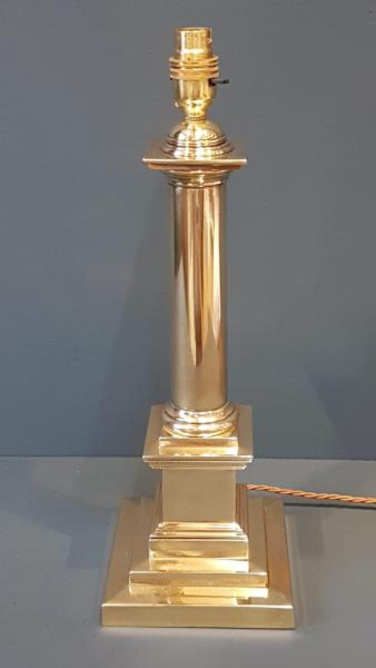 Edwardian Brass Column Table Lamp - Image 7