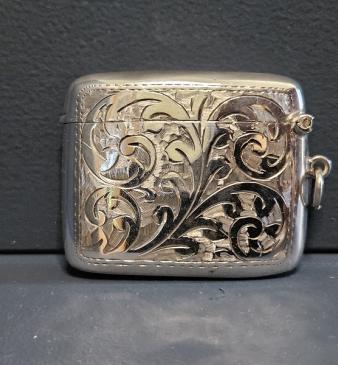 Engraved Silver Vesta Case 