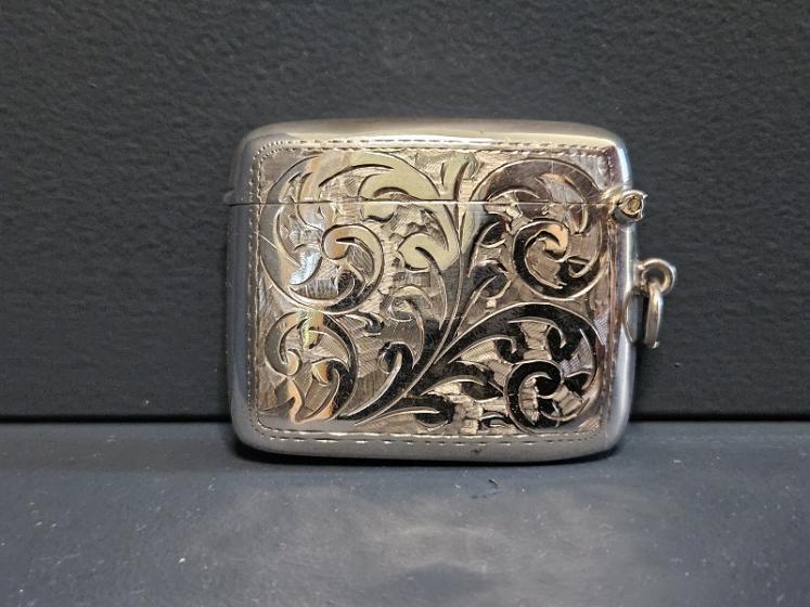Engraved Silver Vesta Case  - Image 1