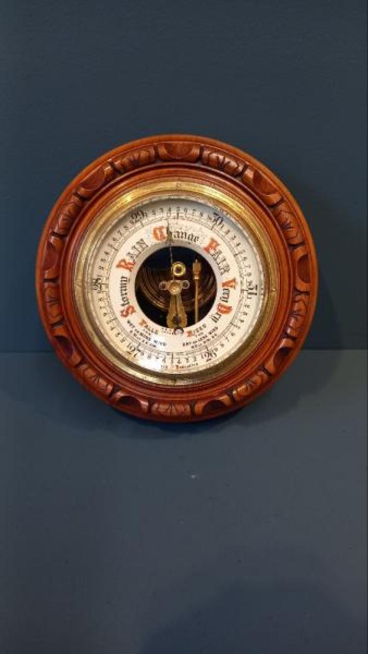 Victorian Walnut Skeletonised London Barometer - Image 1
