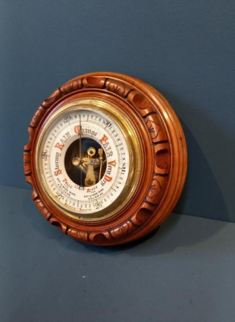 Victorian Walnut Skeletonised London Barometer - Image 6