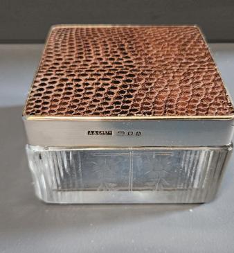 Aspreys Silver & Lizard Skin Top Powder Jar