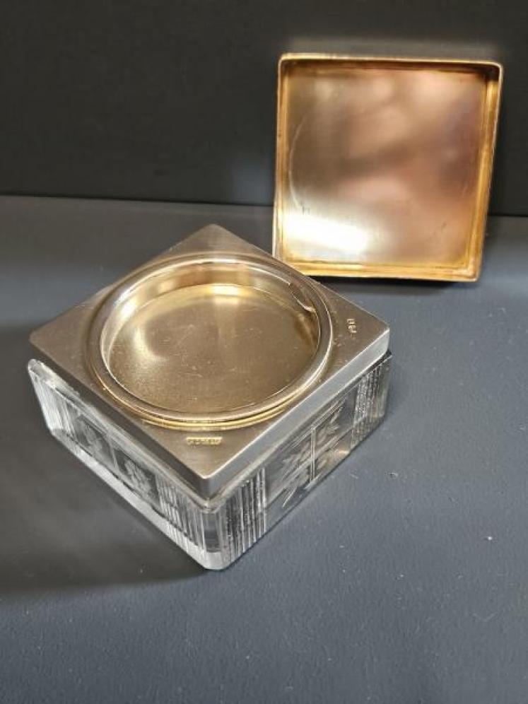 Aspreys Silver & Lizard Skin Top Powder Jar - Image 4