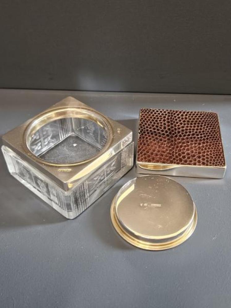 Aspreys Silver & Lizard Skin Top Powder Jar - Image 5