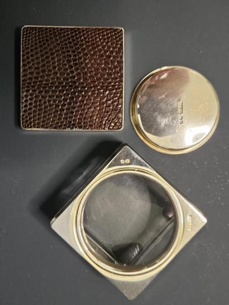 Aspreys Silver & Lizard Skin Top Powder Jar - Image 6