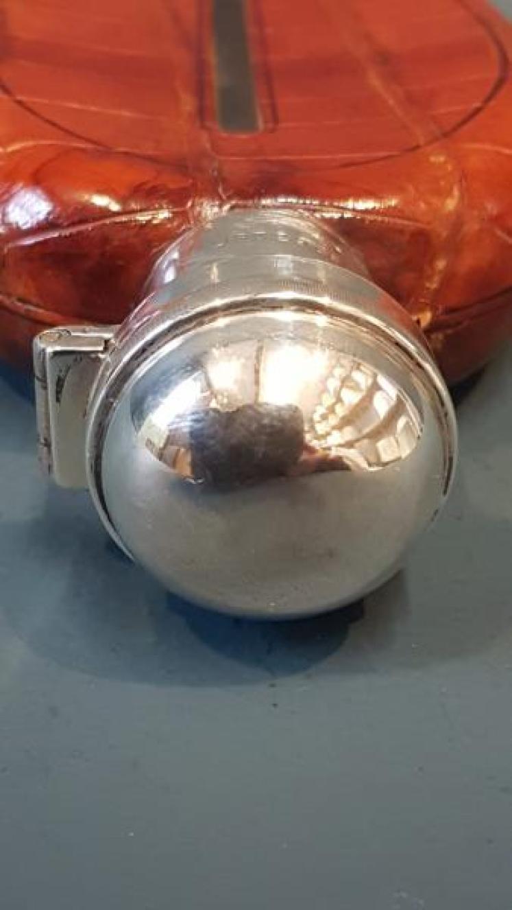 Silver and Crocodile Skin Hip Flask - Image 3