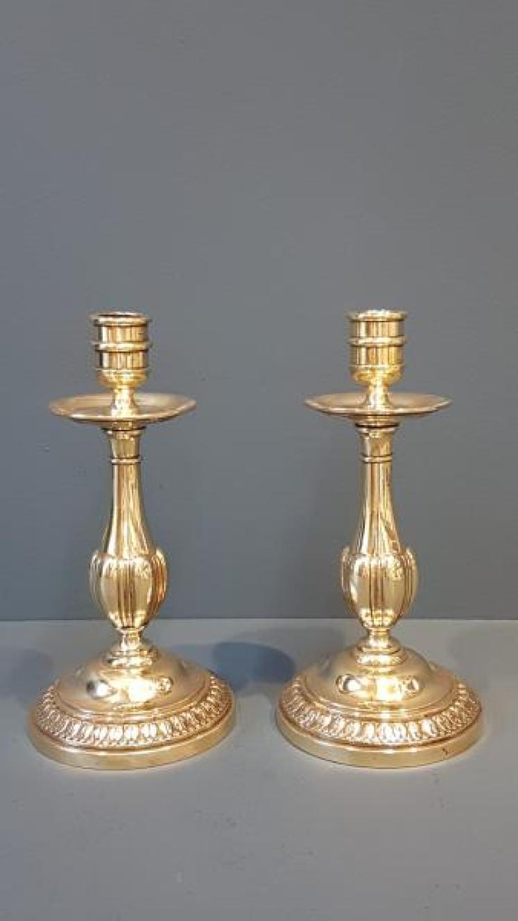 Regency Brass Candlesticks - Image 1