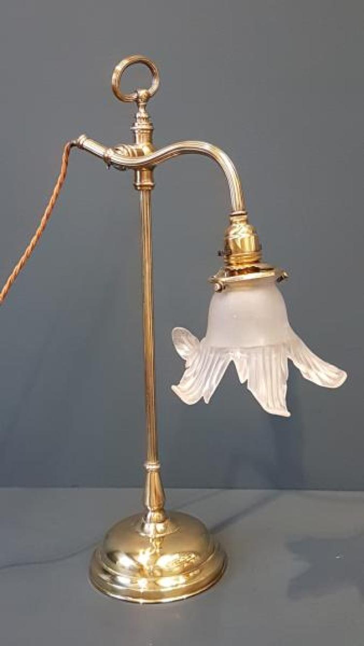 Edwardian Adjustable Table Lamp and Shade - Image 1