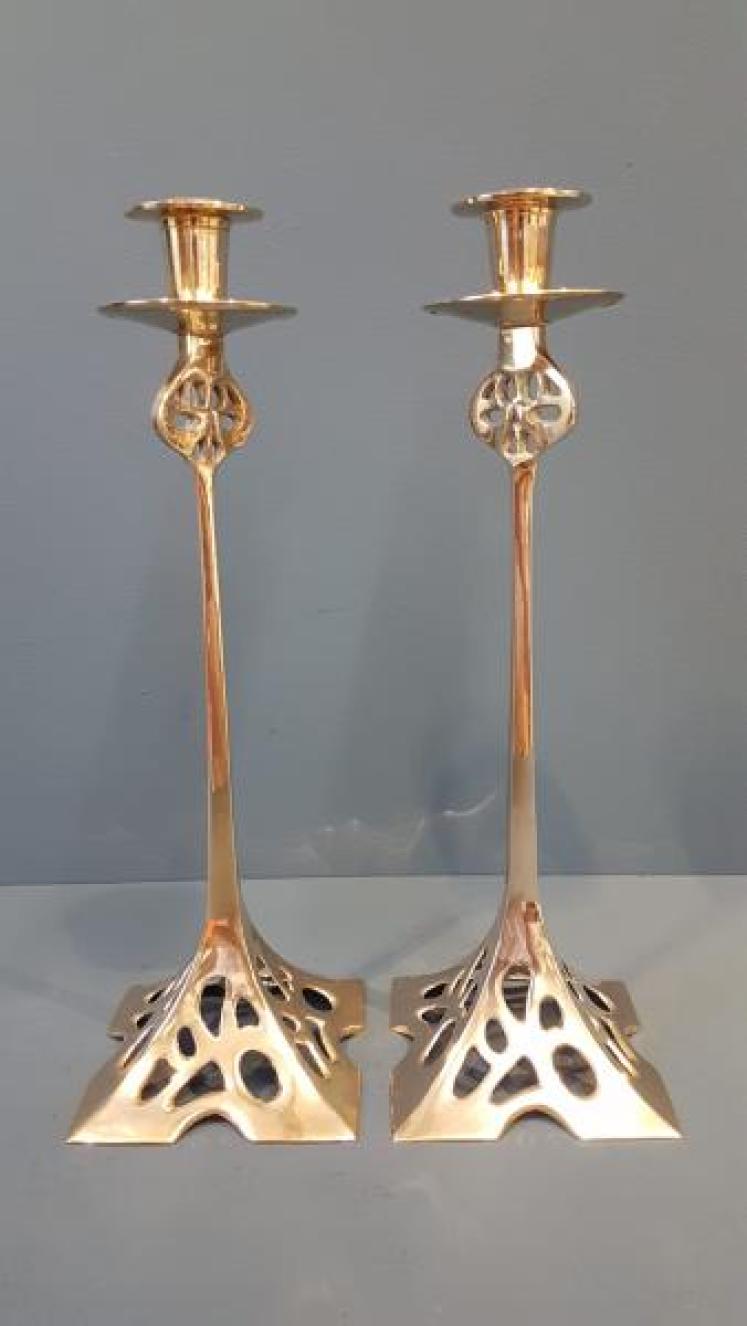Pair of Art Nouveau Candlesticks - Image 1