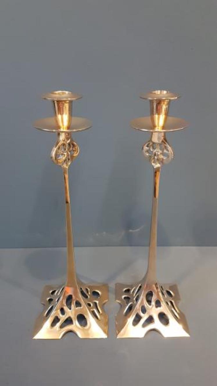 Pair of Art Nouveau Candlesticks - Image 2