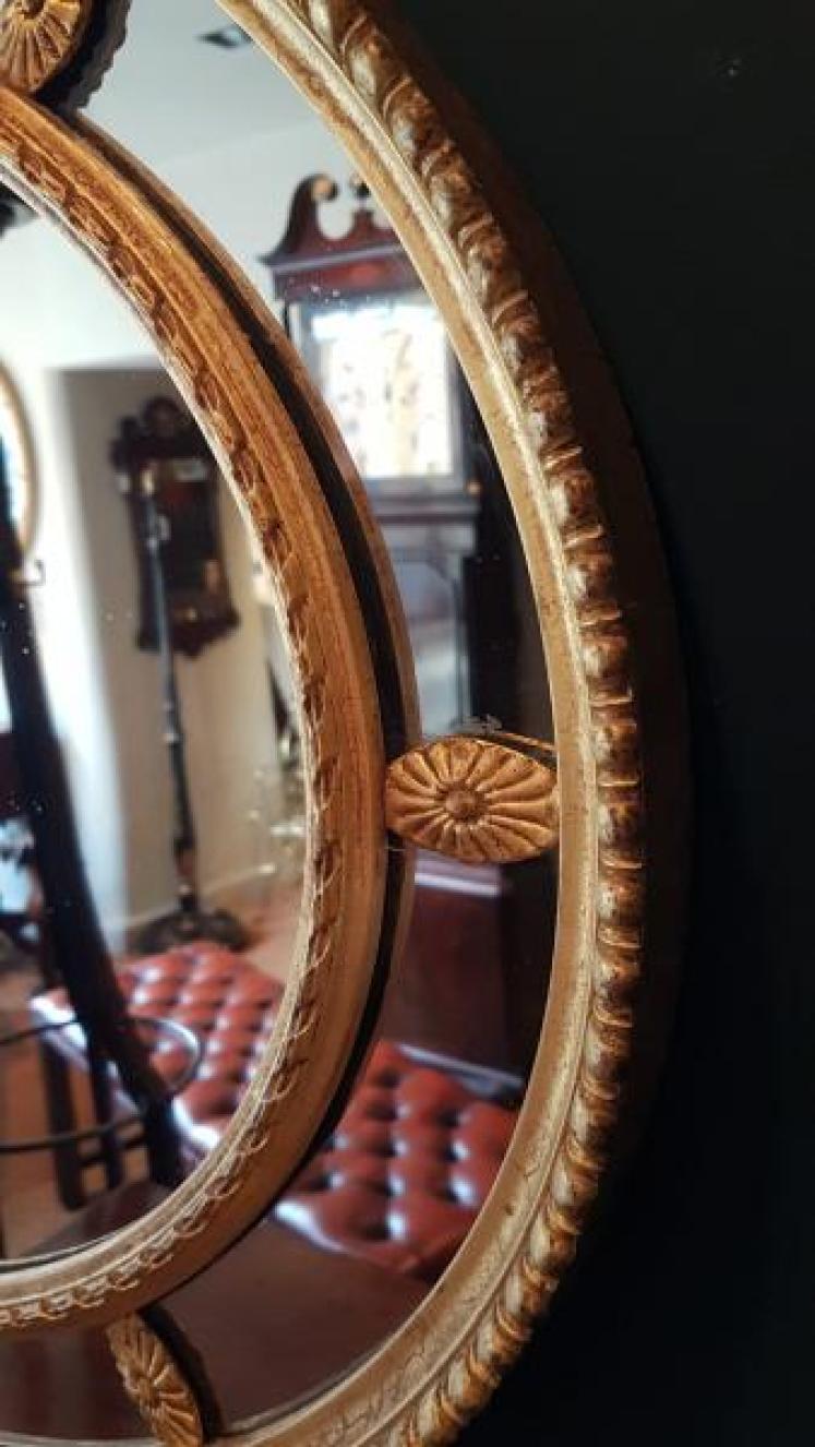 Victorian Oval Timber Gilt Segmented Mirror  - Image 6