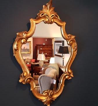 Victorian Gilt Mirror with Leaf Crest