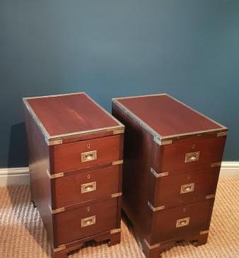 Pair of Mahogany Campaign Style Chests