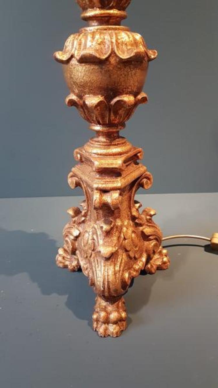 Pair of Large Edwardian Timber Gilt Table Lamps - Image 2