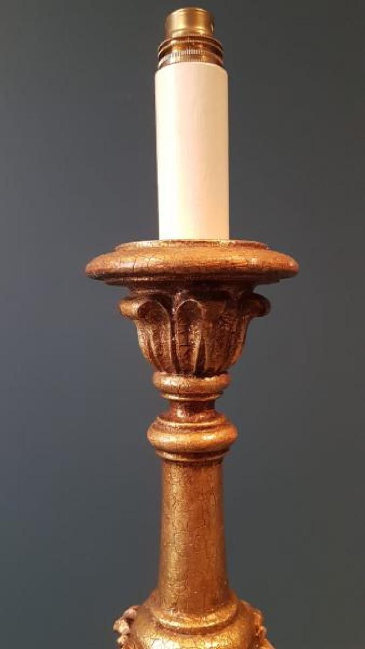 Pair of Large Edwardian Timber Gilt Table Lamps - Image 3