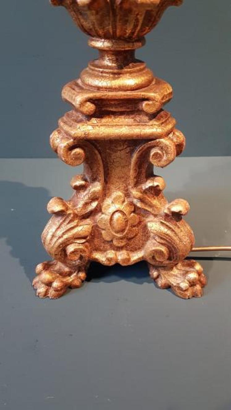 Pair of Large Edwardian Timber Gilt Table Lamps - Image 4