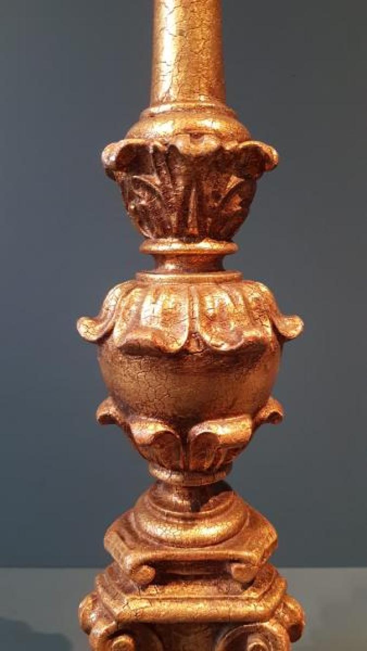 Pair of Large Edwardian Timber Gilt Table Lamps - Image 5