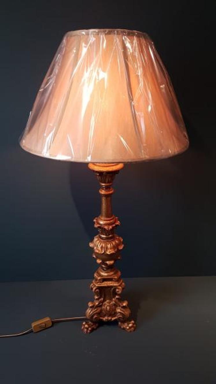 Pair of Large Edwardian Timber Gilt Table Lamps - Image 7