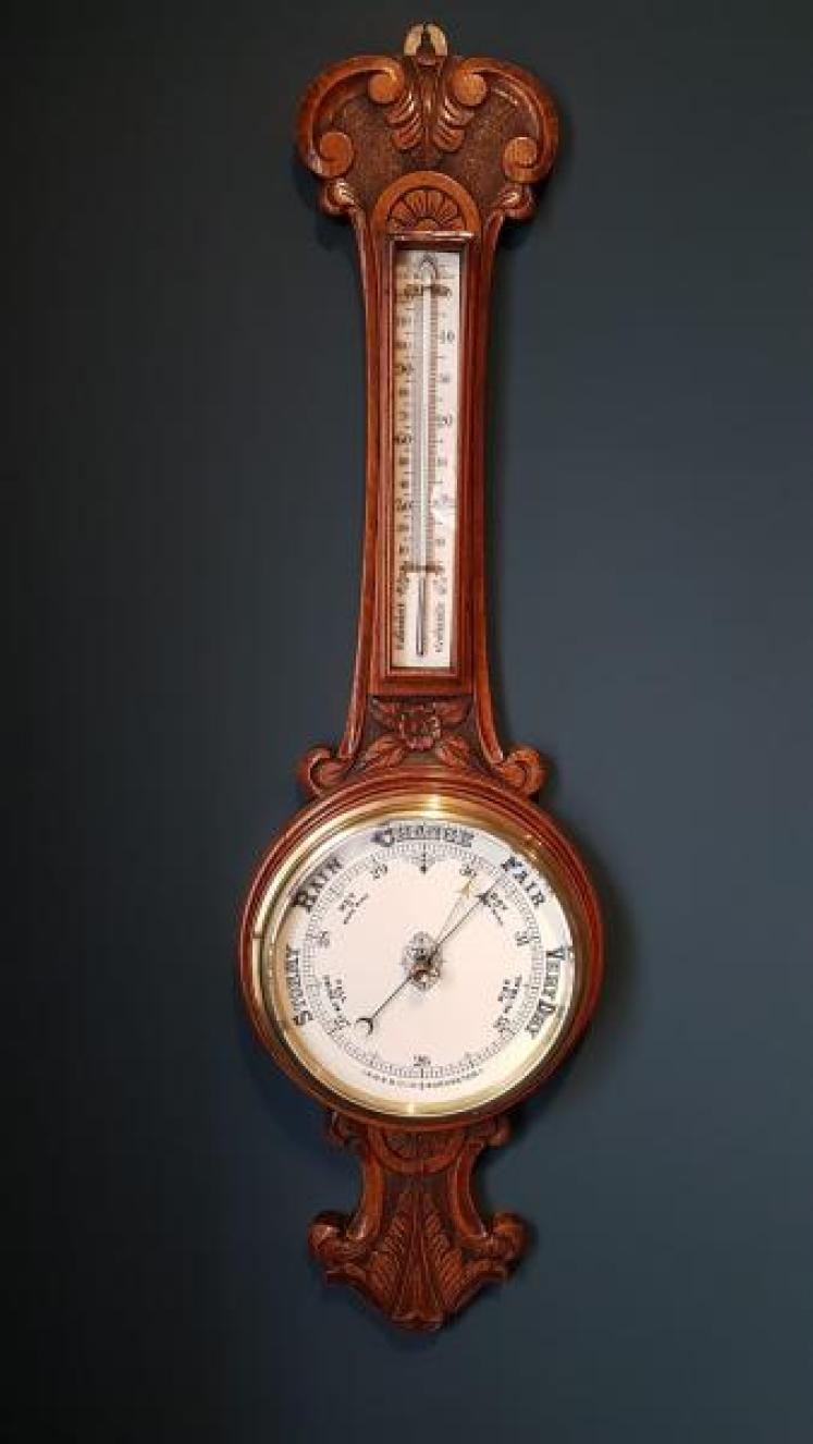 Victorian Oak Cased Banjo Barometer - Image 1