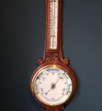Victorian Oak Cased Banjo Barometer
