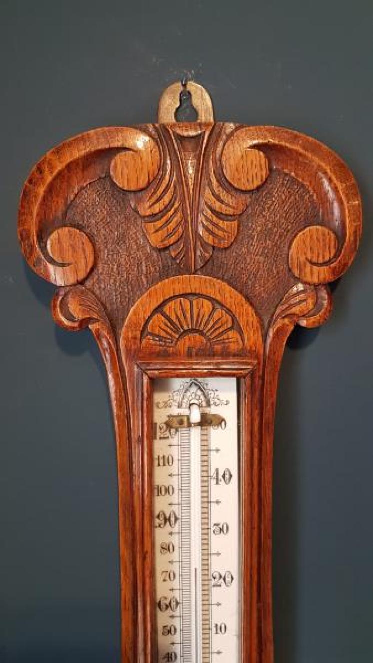 Victorian Oak Cased Banjo Barometer - Image 4