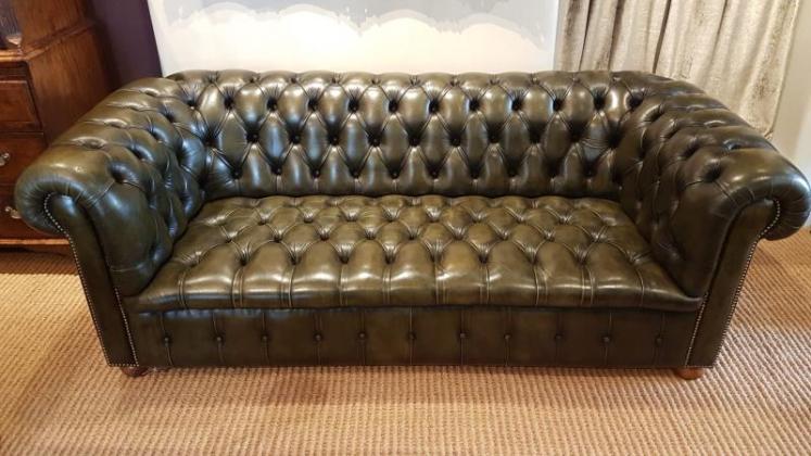Large 1950's Olive Green Chesterfield Sofa - Image 1