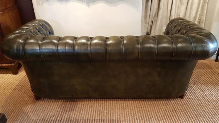 Large 1950's Olive Green Chesterfield Sofa - Image 3