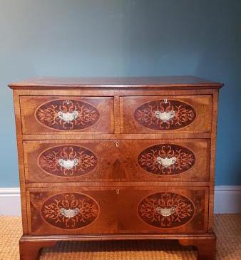 Small Victorian Inlaid Walnut Chest