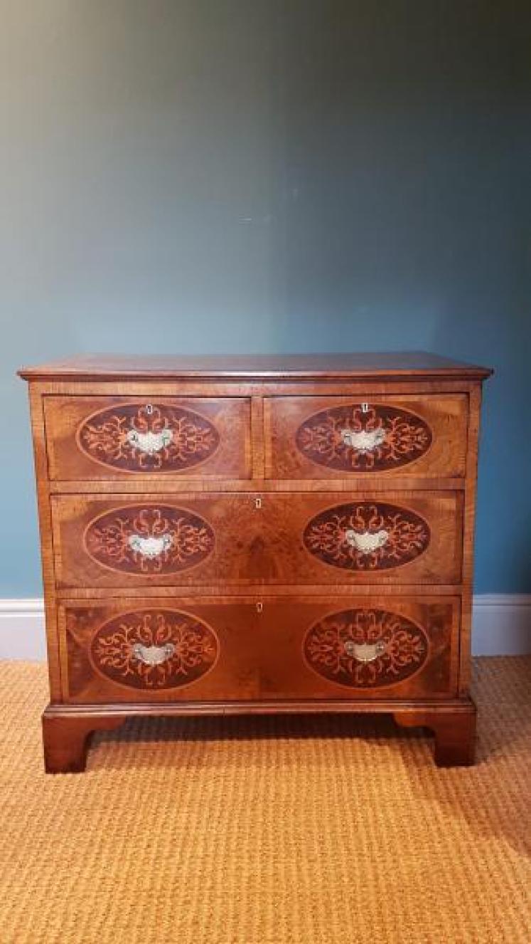 Small Victorian Inlaid Walnut Chest - Image 1