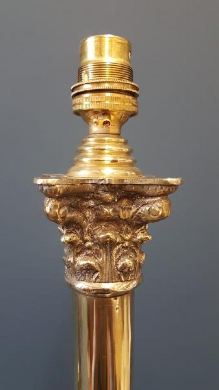 Matching Pair of Edwardian Cast Brass Table Lamps - Image 4