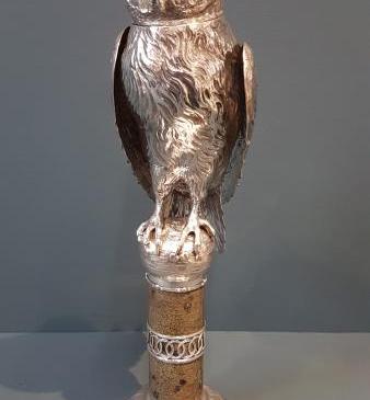 Large Edwardian Silver Owl on Perch