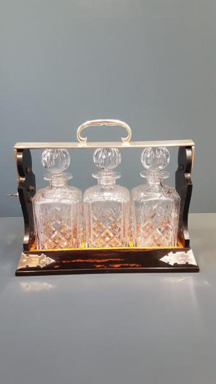 Fine Victorian Coromandel and Silver Mounted Tantalus  - Image 1