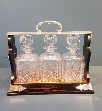 Fine Victorian Coromandel and Silver Mounted Tantalus 