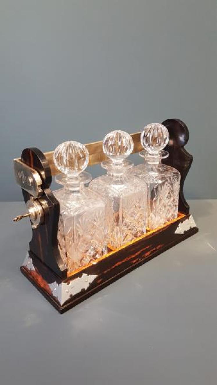 Fine Victorian Coromandel and Silver Mounted Tantalus  - Image 2