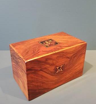 Victorian Walnut Tunbridge Ware Inlaid Tea Caddy