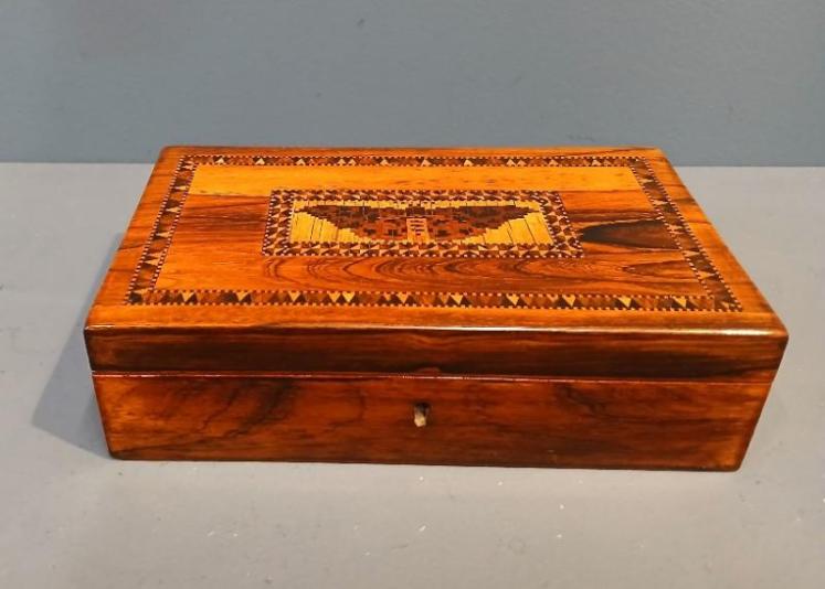 Victorian Rosewood Tunbridge Inlaid Card Box - Image 1