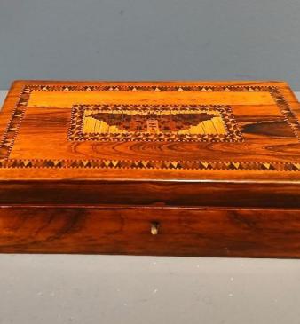 Victorian Rosewood Tunbridge Inlaid Card Box